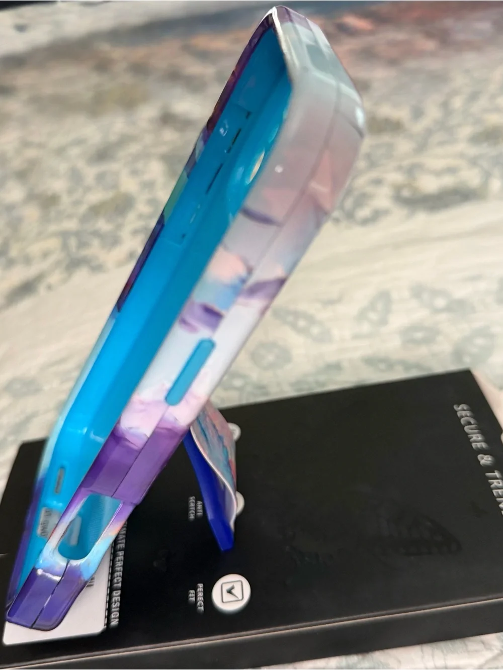 Shockproof Purple & Blue Marble Phone Case with Stand